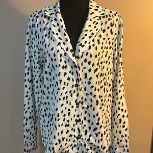 NWT- Stylish Black and White Polka Dot Blouse